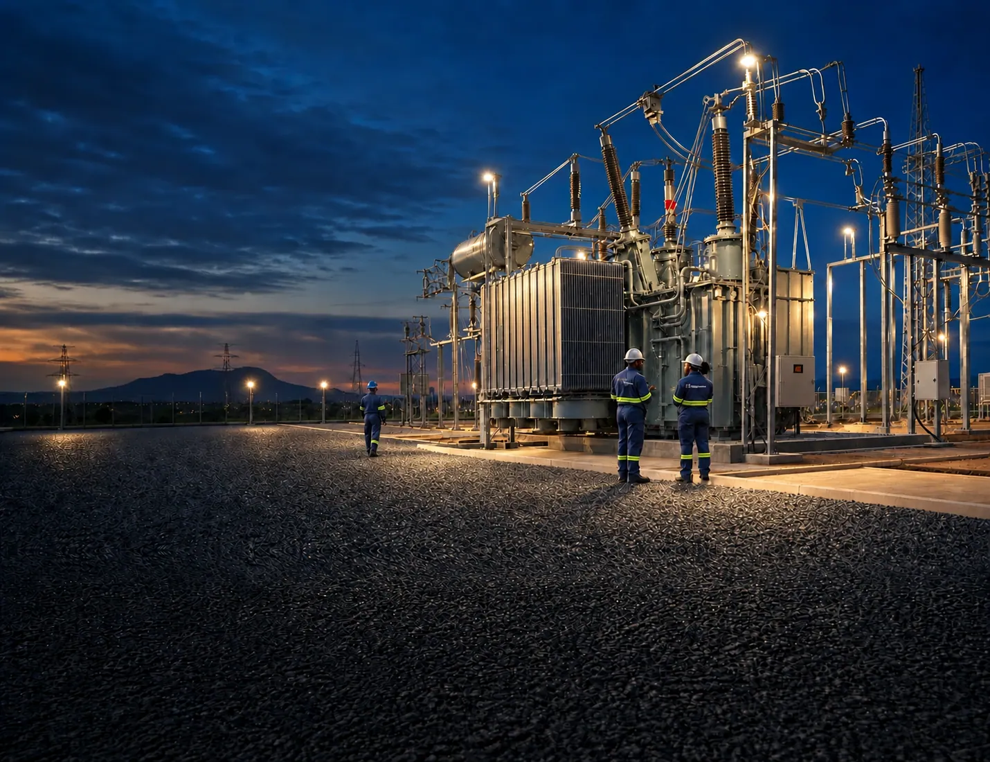 KELM engineers at a high-voltage transformer substation