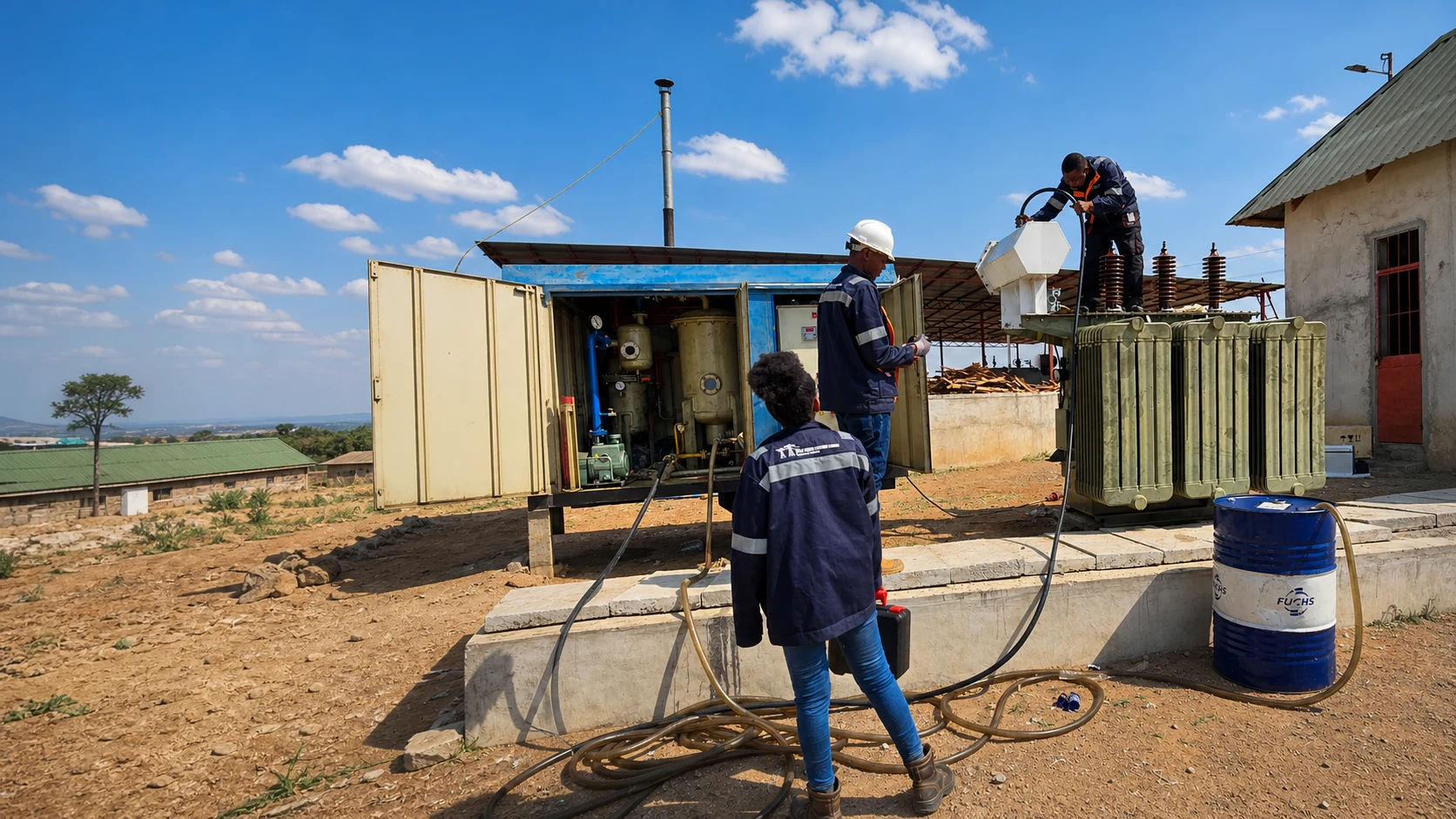KELM technicians servicing a power transformer